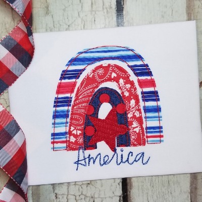 boho modern rainbow 4th july machine applique